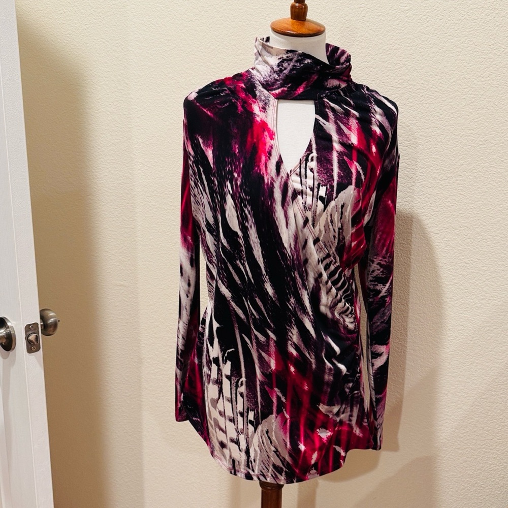 Cache Vibrant Purple and black and white Top XL